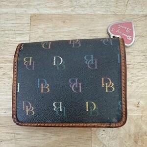 Dooney & Bourke Signature Logo Rainbow Trifold Wallet Vintage Leather